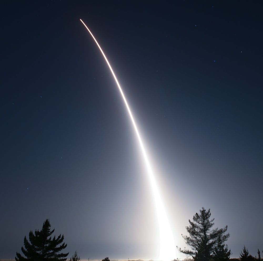 Long-exposure trail from a Minotaur I launch over Vandenberg on June 17, 2024